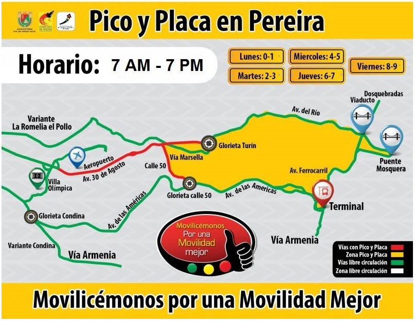 Ver el Pico y placa de motos, carros y taxis en Pereira 2015