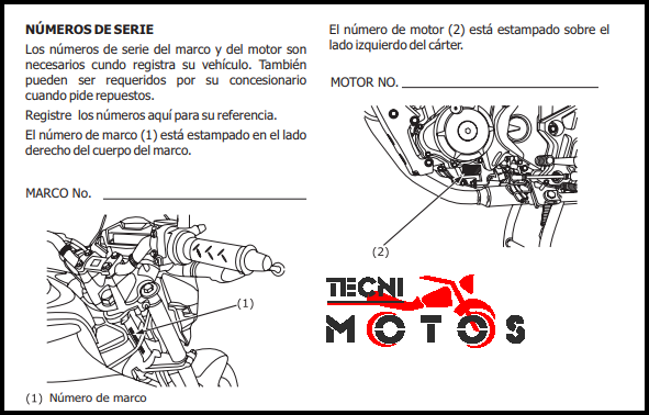 Moto Honda Unicorn 160 - Improntas motor y chasis - VIN